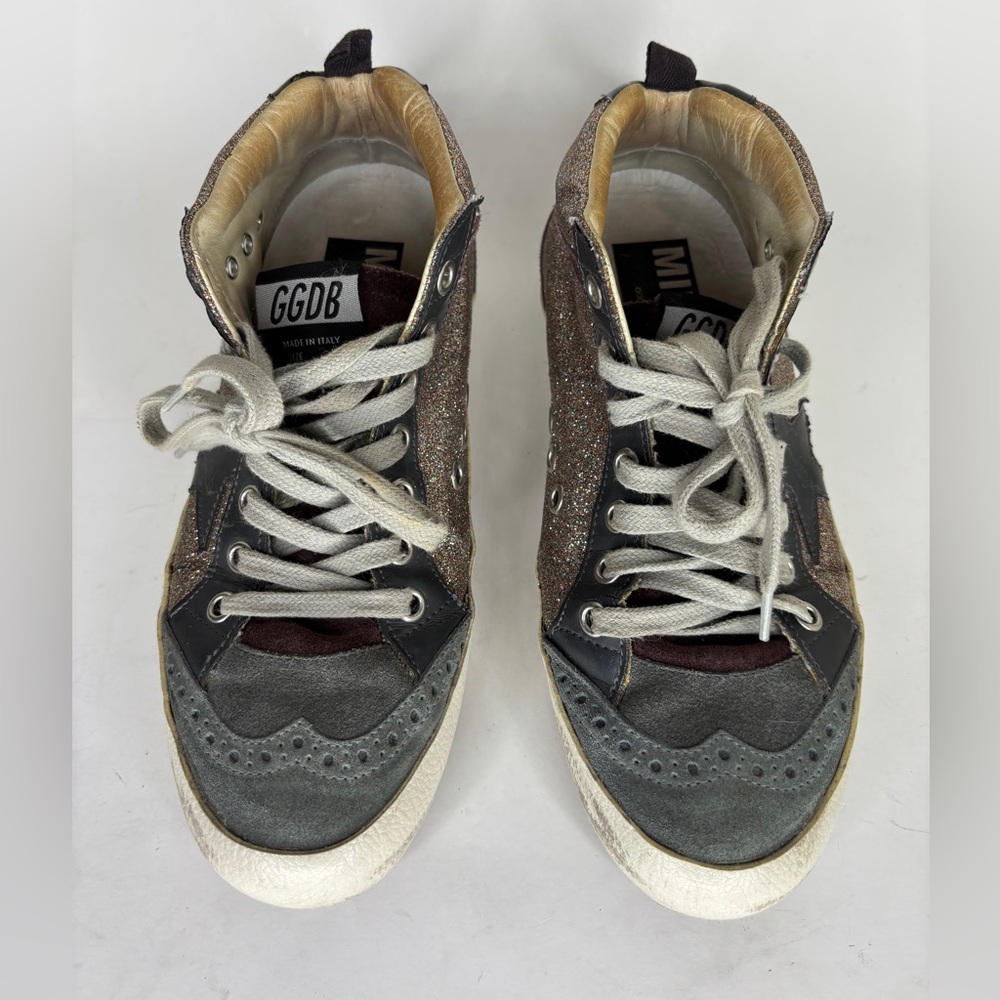Golden Goose Green/Gold velour midstar Sneakers Silver Star Size 36 US 6 - Picture 13 of 16